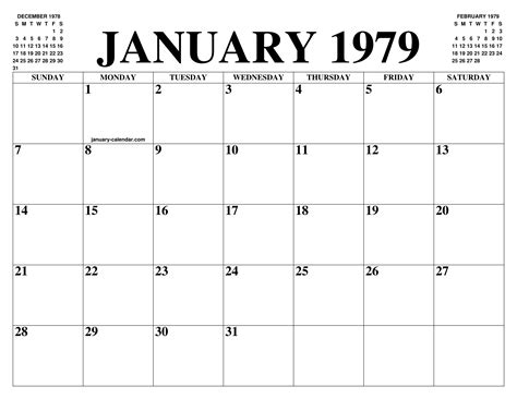 18 January 1979 Calendar
